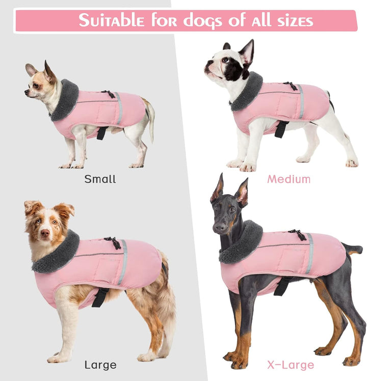 QBLEEV Hundewintermantel, warm, reflektierende Hundejacke, Rollkragen, wasserdicht, für kaltes Wette
