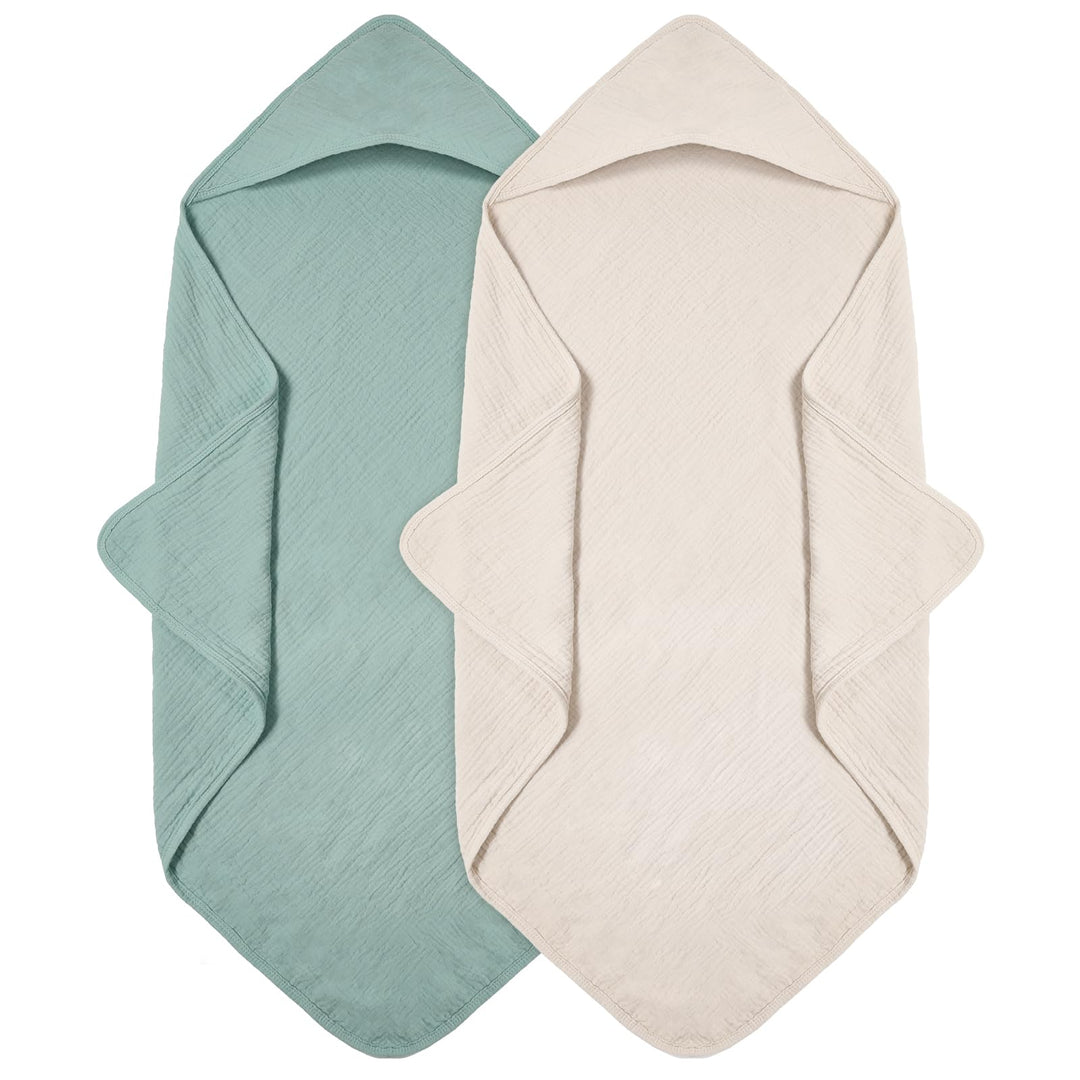 Kapuzenhandtuch Baby 2er-Pack, Musselin Baumwolle Baby Handtuch Kapuze, Weiche und Saugfähige Babyha