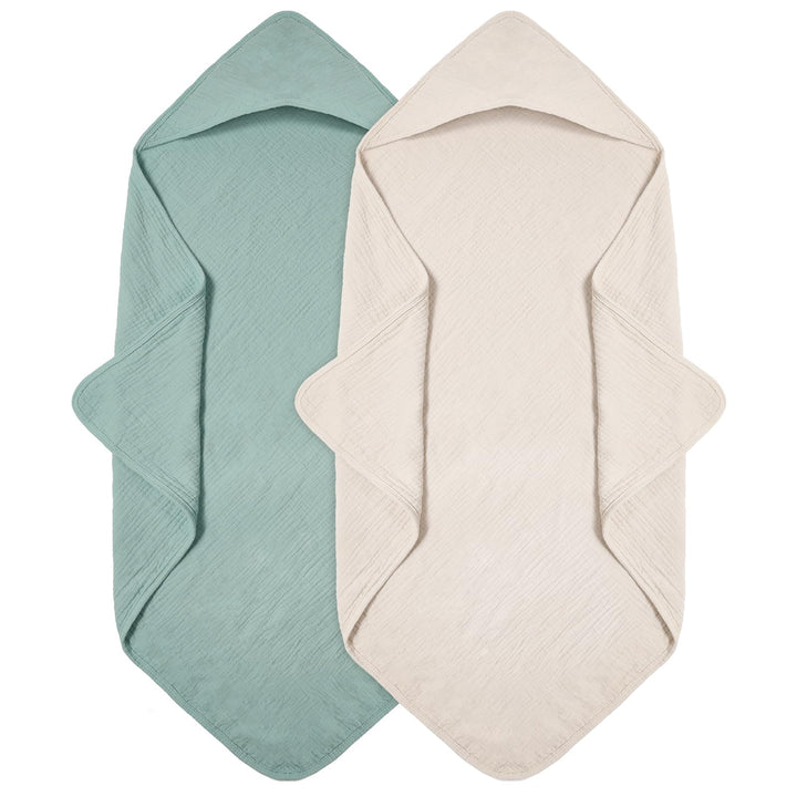Kapuzenhandtuch Baby 2er-Pack, Musselin Baumwolle Baby Handtuch Kapuze, Weiche und Saugfähige Babyha