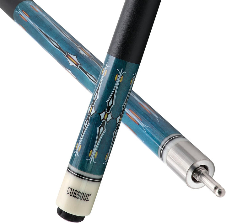 CUESOUL 58 Zoll Pool-Queue,21oz,13 mm Spitze, Billard-Queue mit Irish Wrap, verpackt in blau/brauner