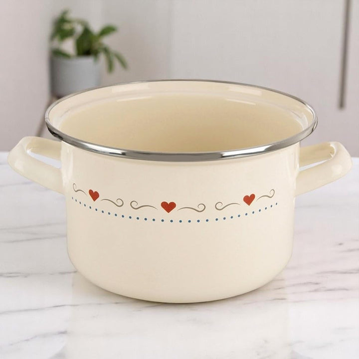 orion group Emaille Kochtopf 2 l Ø 18 cm – Praktischer Kochtopf mit ergonomischen Griffen – Für alle