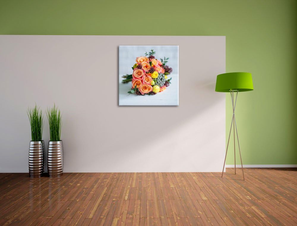 Romantischer Blumenstrauss, Format: 70x70 auf Leinwand, XXL riesige Bilder fertig gerahmt mit Keilra