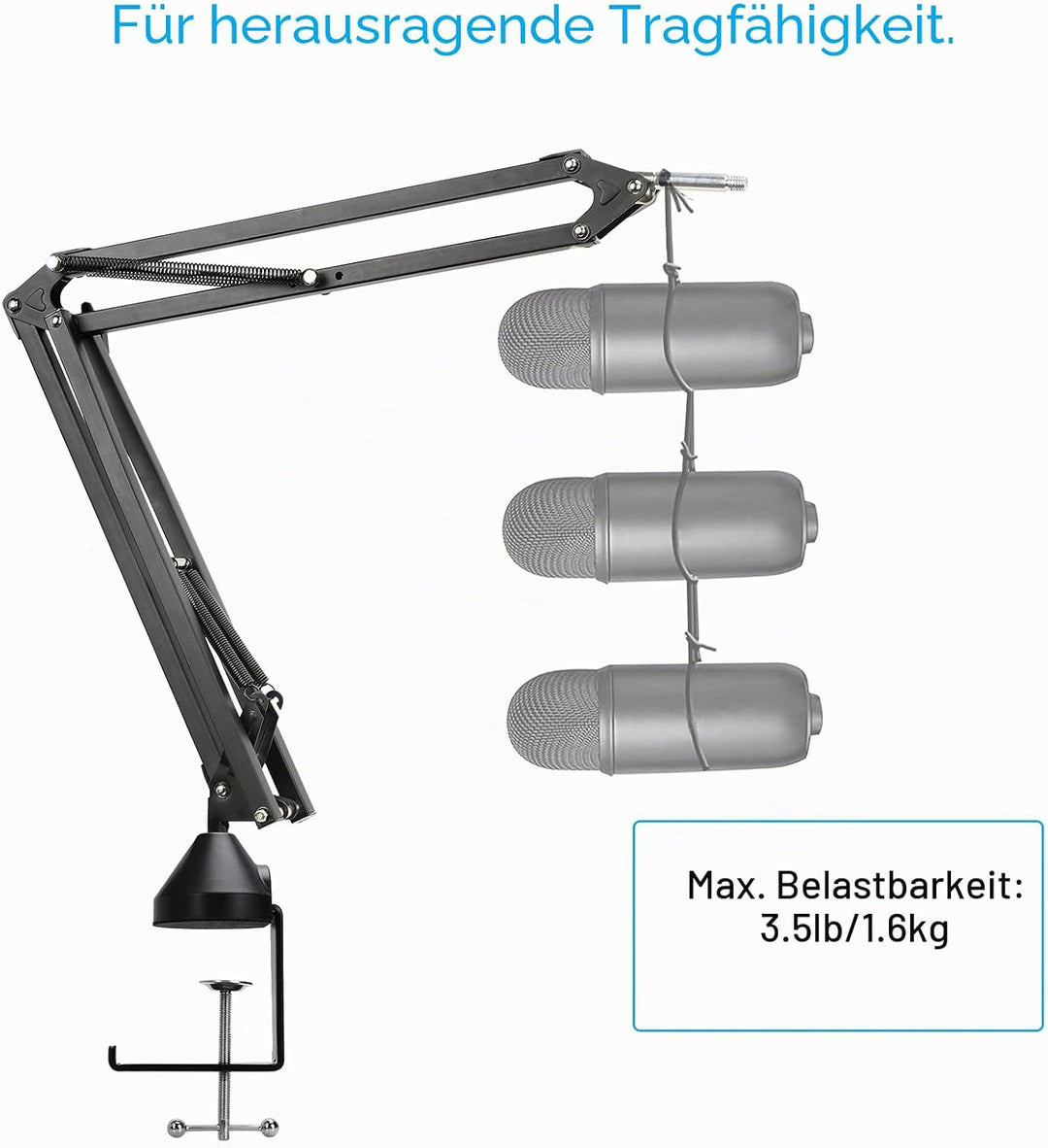 Blue Yeti Mikrofon Arm mit Popschutz - Professioneller Mikrofon Ständer Kompatibel mit Blue Yeti Mic