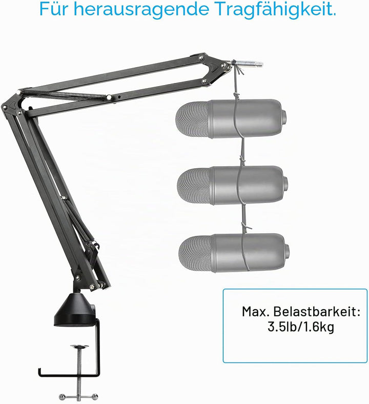 Blue Yeti Mikrofon Arm mit Popschutz - Professioneller Mikrofon Ständer Kompatibel mit Blue Yeti Mic