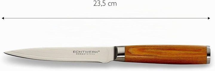 Echtwerk Damastmesser Set 5 teilig, Küchenmesser, Damaszener, Messer mit Holzgriff, Braun/Silber 36