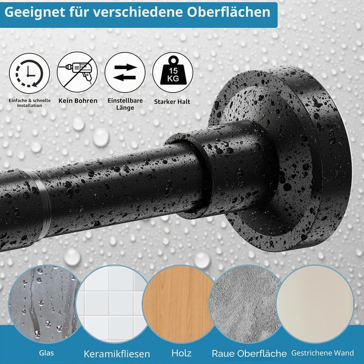 2 Stücke Duschvorhangstange ohne Bohren 48-118CM Teleskopstange Φ25mm Einstellbare Gardinenstange Vo