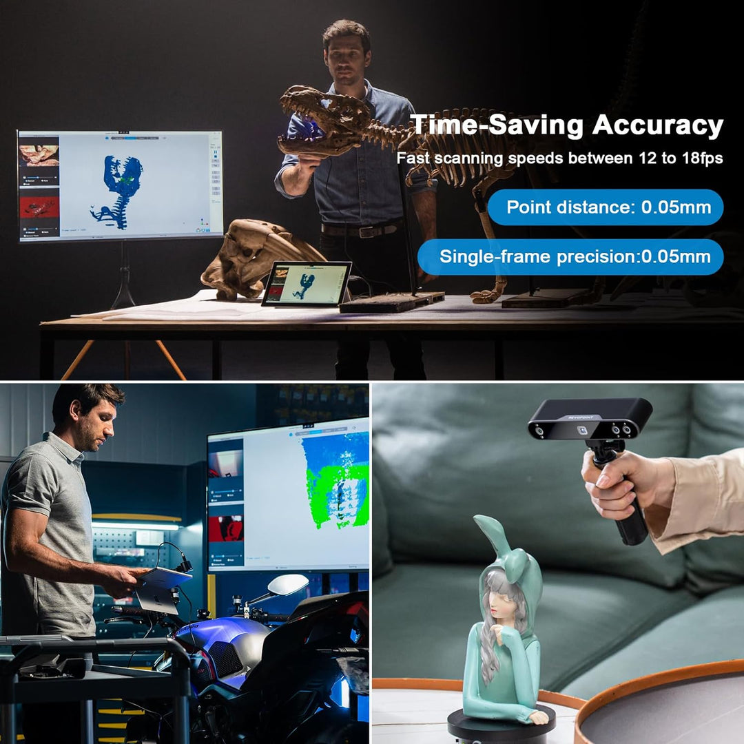 Revopoint POP 3 3D-Scanner für 3D-Drucker mit Farbdaten, 0,05 mm Präzision und 18 FPS Schnellscan,Tr