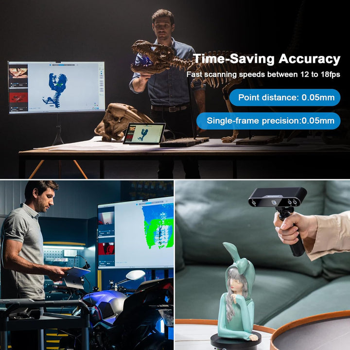 Revopoint POP 3 3D-Scanner für 3D-Drucker mit Farbdaten, 0,05 mm Präzision und 18 FPS Schnellscan,Tr