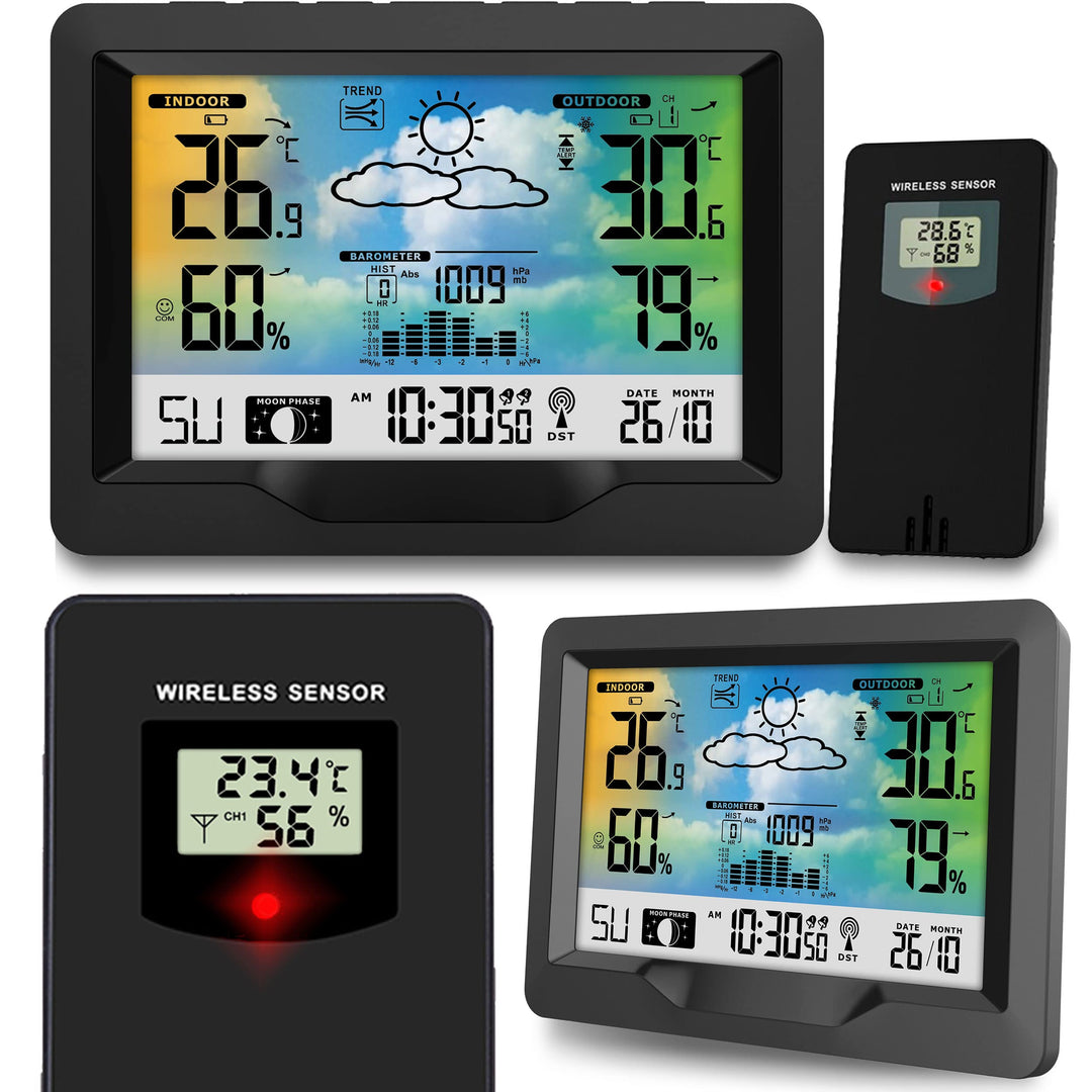 BERDSEN Wetterstation mit Display BD-901 Aussen- und Innentemperaturmessung Snooze-Alarmfunktionen B