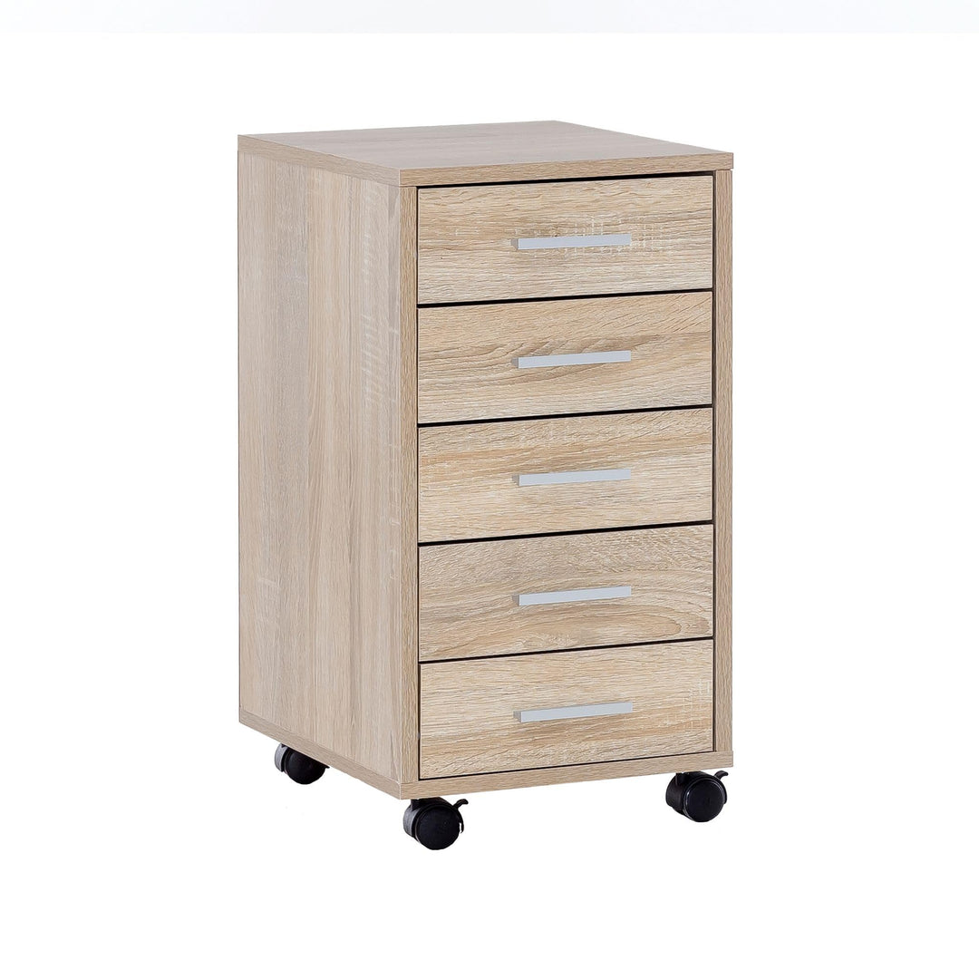 Wohnling Rollcontainer Sonoma 33 x 63 x 38 cm Holz Schubladenschrank Schreibtisch, Büro Schrank mit