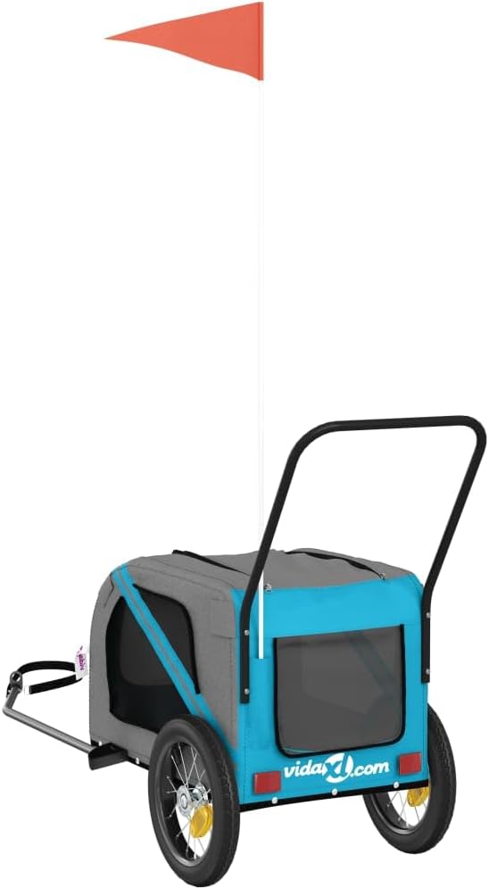 vidaXL Fahrradanhänger Hunde Hundeanhänger Hundetransporter Oxford-Gewebe Eisen Blau 122 x 52 x 53 c