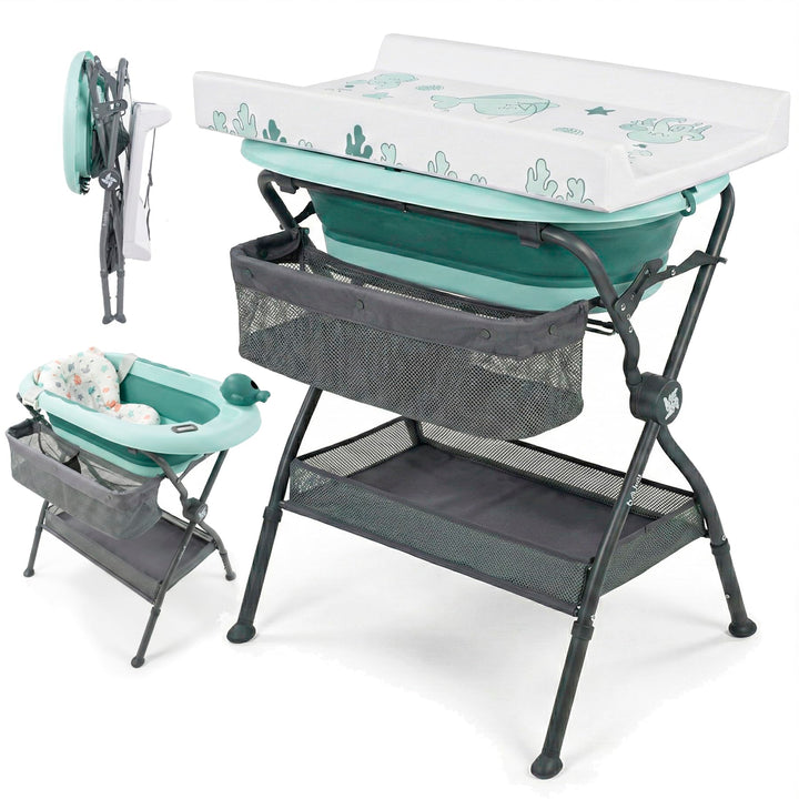 Twinly Bubbly – Faltbare 2-in-1-Baby-Badewanne – Ergonomisch verstellbare Höhe, abnehmbare Badewanne