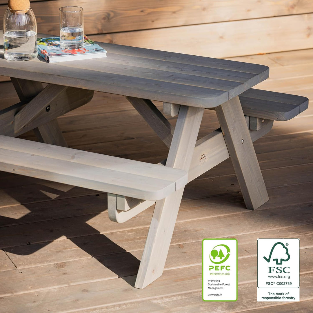Amata Classic Design Kinder Picknicktisch Mini UNGURS Collection - Wetterfester Picknicktisch aus Ho
