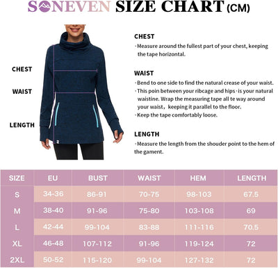 Soneven Rollkragen Pullover Damen Sweatshirt Damen Ohne Kapuze mit Taschen Funktionsshirt Langarm Sw