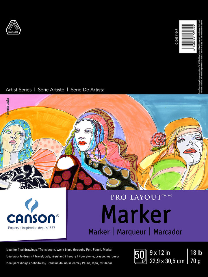 Canson Artist Series Pro Layout Marker Papier, Faltblock, 22,9 x 30,5 cm, 50 Blatt (70 g) – Künstler