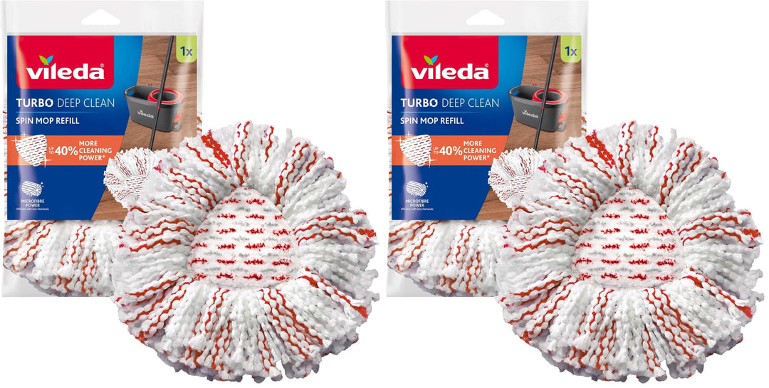 Vileda Turbo 3in1 EasyWring&amp;Clean Wischmopp Ersatzköpfe, Mikrofaser Moppköpfe mit Kraftfasern für Vi