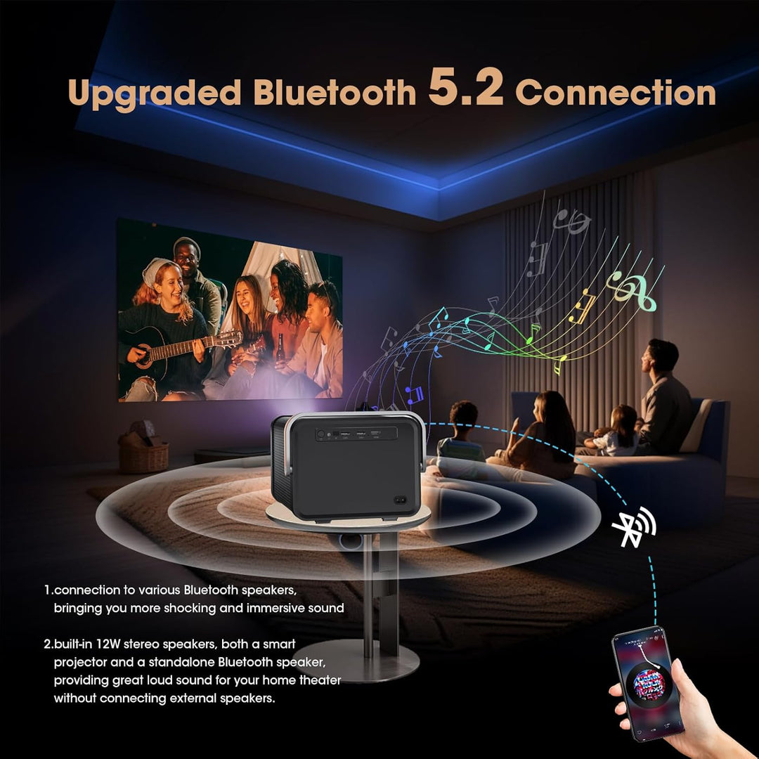 Weelikeit Beamer, 4K Full HD 1080P Beamer, Smart Projector 5G WiFi 6 BT 5.0, Home Tragbare Beamer He