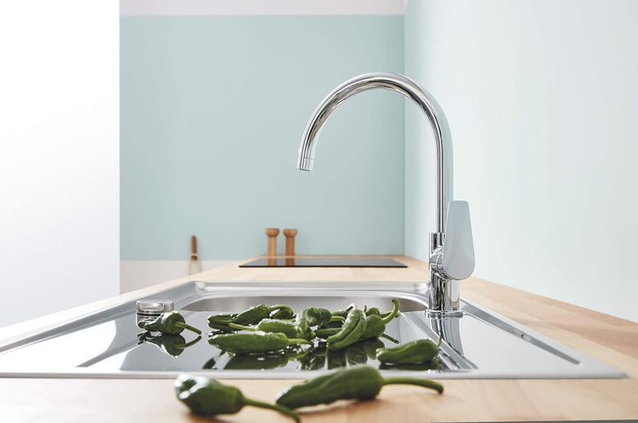 GROHE BauEdge – Einhebel-Küchenmischbatterie (Einlochmontage, hoher Auslauf, Schwenkbereich 360˚, 28