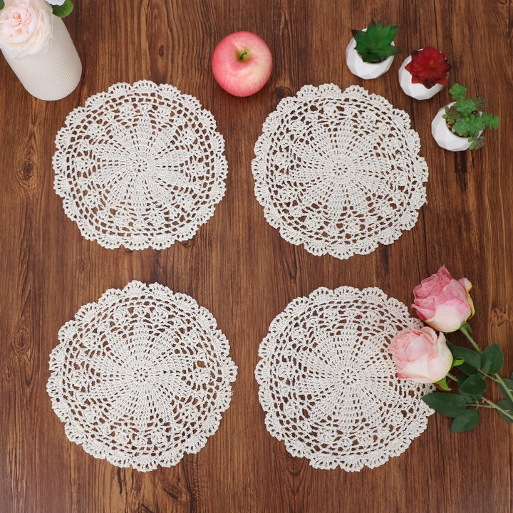 kilofly Häkel-Tischsets, Baumwolle, Spitze, 4 Stück, Persien, Beige, 25,4 cm 10 inch beige, 10 inch