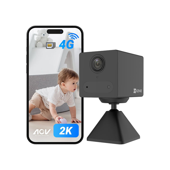 EZVIZ 4G LTE Überwachungskamera Innen mit SIM-Kartenslot, 2K Akku Kamera Ohne WLAN, Personenerkennun