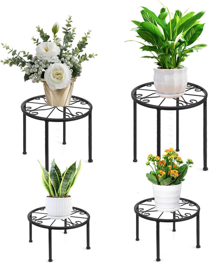 LEUTED Blumenständer 4-in-1 Set, Blumenhocker Metall für Innen Aussen, Pflanzenhocker für Balkone In