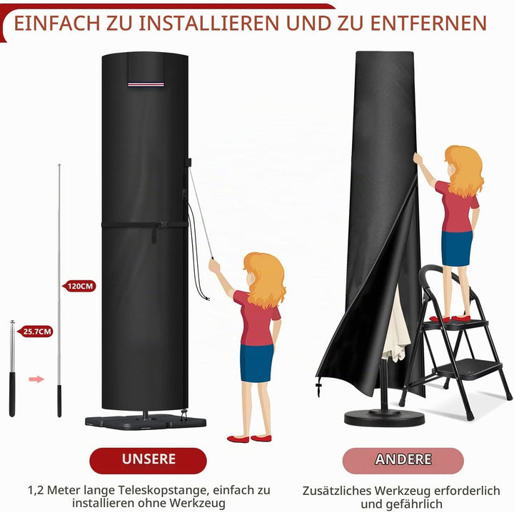 LAMUNI Sonnenschirm Schutzhülle für Ampelschirm Abdeckung für Gartenschirm Abdeckhauben für Sonnensc