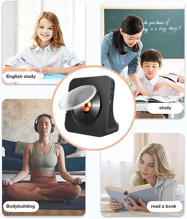 Tragbarer Bluetooth CD-Player mit Lautsprechern - 8-in-1 HiFi-Stereo-Soundsystem für Zuhause, unters