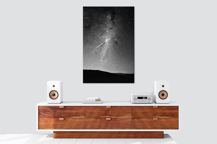 deyoli ein fallender Stern am Himmel Effekt: Schwarz&Weiss, Format: 80x60 als Leinwandbild, Motiv fe