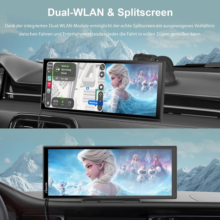 Carpuride W125P Carplay Bildschirm mit Net-Flix YouTube, Kabellos Carplay & Android Auto, 11,26" HD