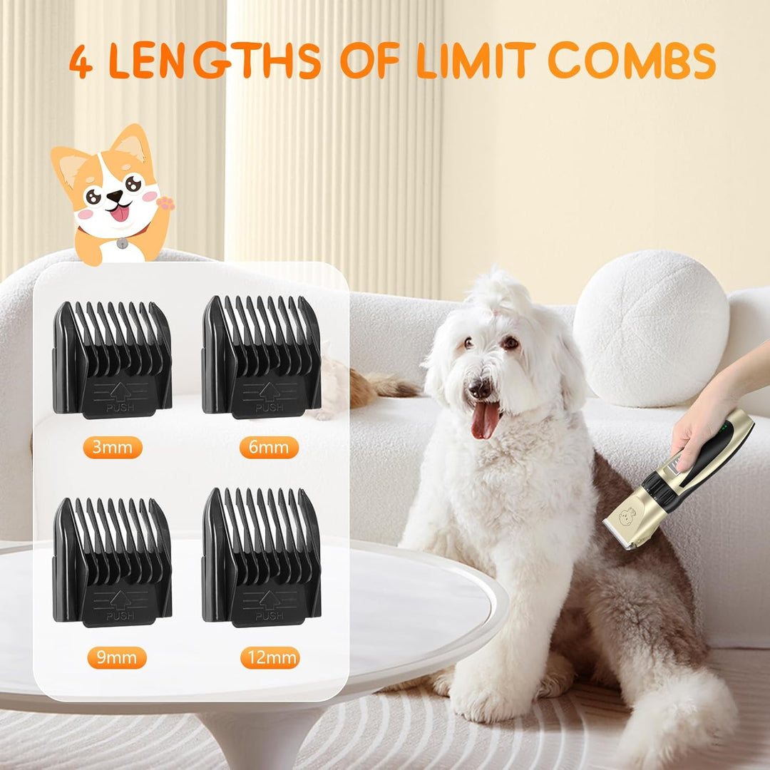 Profi Leise Hundeschermaschine, Schermaschine Hund Katze, tierhaarschneidemaschine set mit 4 Schneid