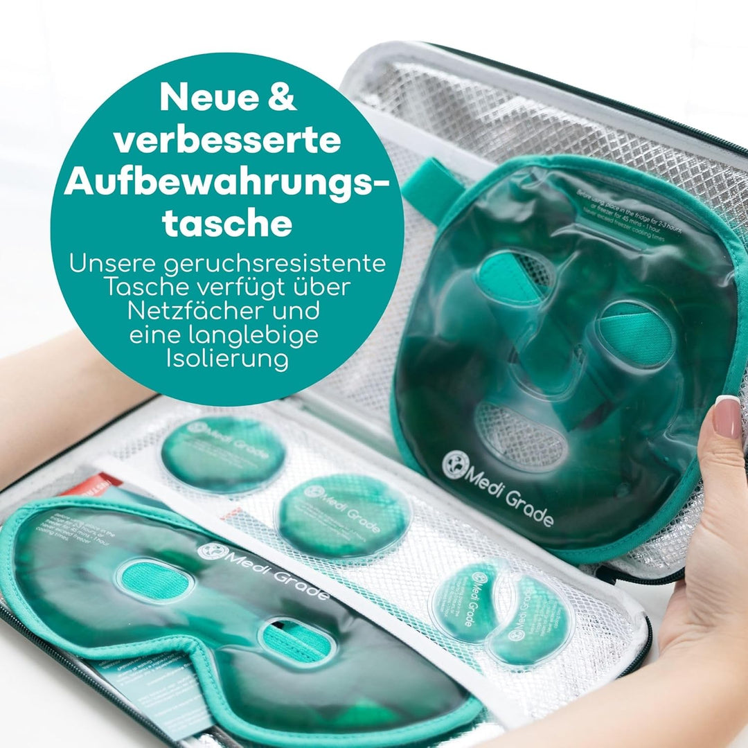 Medi Grade Kühlmaske Gesicht und Kühlende Augenpads – Augenmaske Kühlend mit Geltechnologie, Gesicht