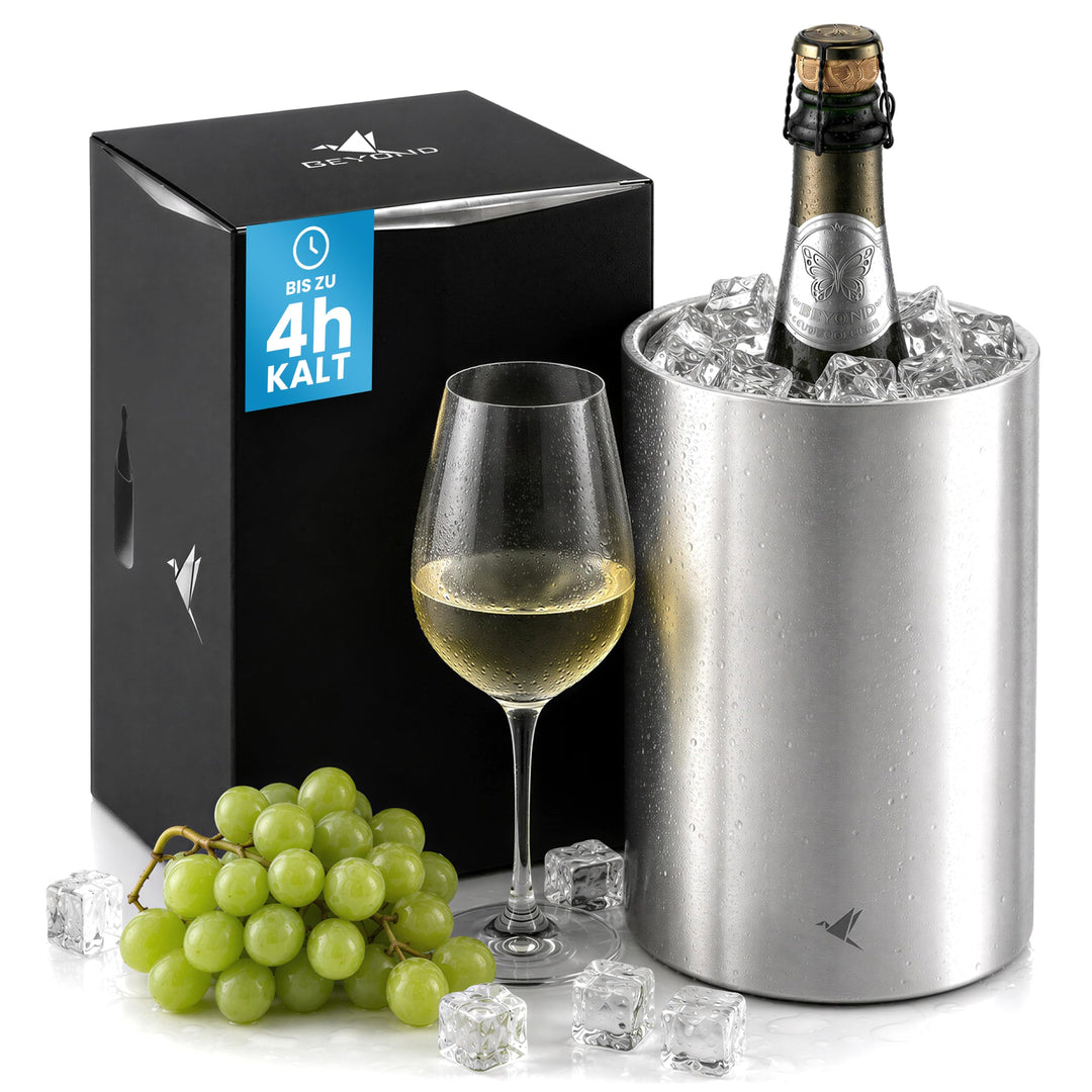 Beyond Flaschenkühler für Wein, Champagner und Sekt Flaschen I Doppelwandiger Edelstahl Sektkühler -