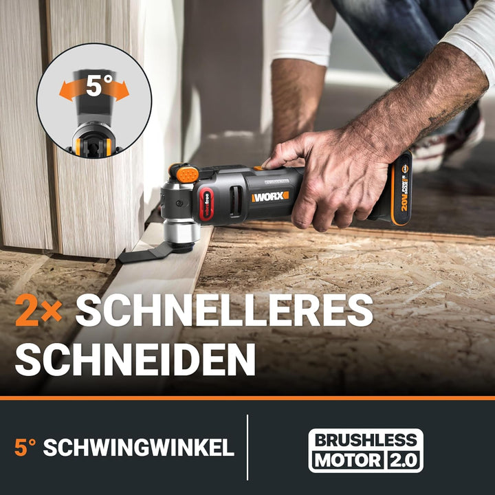 WORX Nitro WX698.9 Sonicrafter Akku Multifunktionswerkzeug 20V – bürstenloser Motor –PowerShare – zu