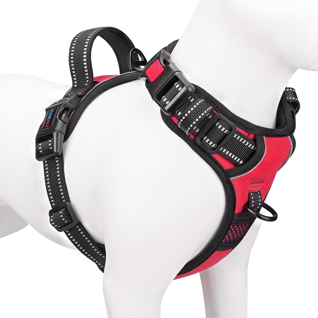 PHOEPET Hundegeschirr ohne Zug für kleine Hunde Reflektierende Weste mit verstellbarem Clip vorne mi