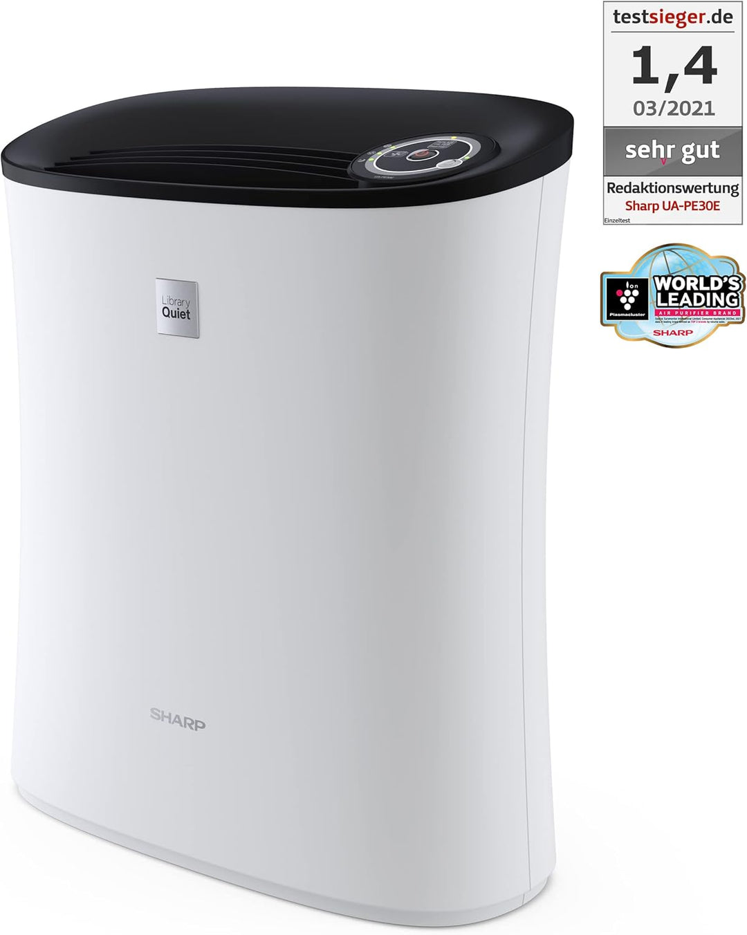 SHARP UA-PE30E-WB Luftreiniger für Räume bis zu 21 qm, 2-Stufen Filtersystem (Vorfilter, HEPA-Filter