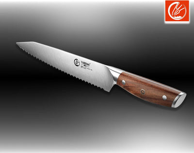 YARENH Küchenmesser Brotmesser Scharf - Wellenschliff - 20 cm Edelstahl Klingen und Holzgriff Brotme