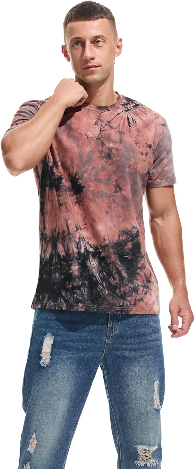 RONOMO Herren T-Shirts, Krawatte gefärbte T-Shirts, lässige T-Shirts, Bedruckte T-Shirts, Graffiti T