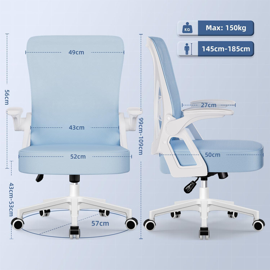 Airchros Bürostuhl, Ergonomischer Schreibtischstuhl mit Einstellbarer Lendenstütze, Hochklappbaren A