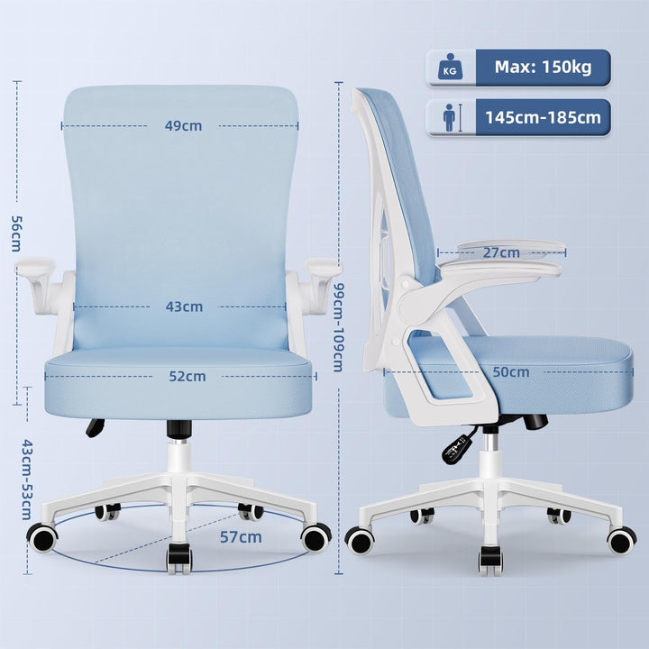 Airchros Bürostuhl, Ergonomischer Schreibtischstuhl mit Einstellbarer Lendenstütze, Hochklappbaren A