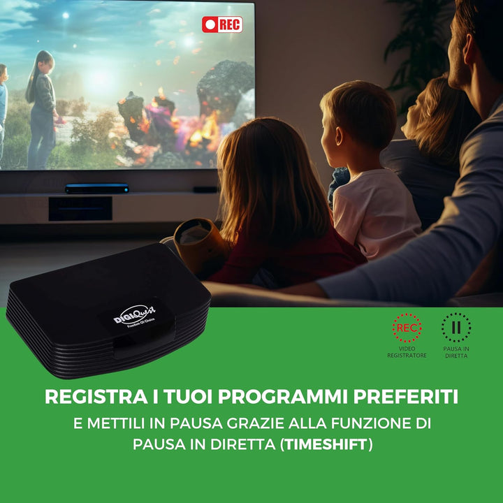 Digiquest DGQ990 HD Rec digitaler terrestrischer Decoder mit Zwei Fernbedienungen, Schwarz