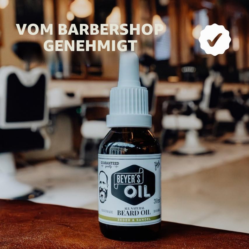 Beyer’s Oil Bartöl Zeder &amp; Sandel 30ml - 100% natürliche Bartpflege - Macht den Bart weich und glatt