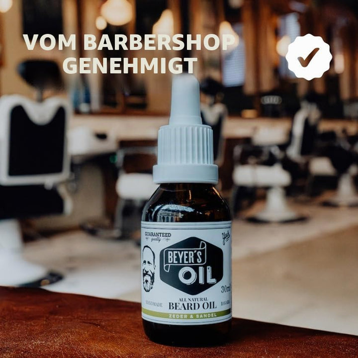 Beyer’s Oil Bartöl Zeder &amp; Sandel 30ml - 100% natürliche Bartpflege - Macht den Bart weich und glatt
