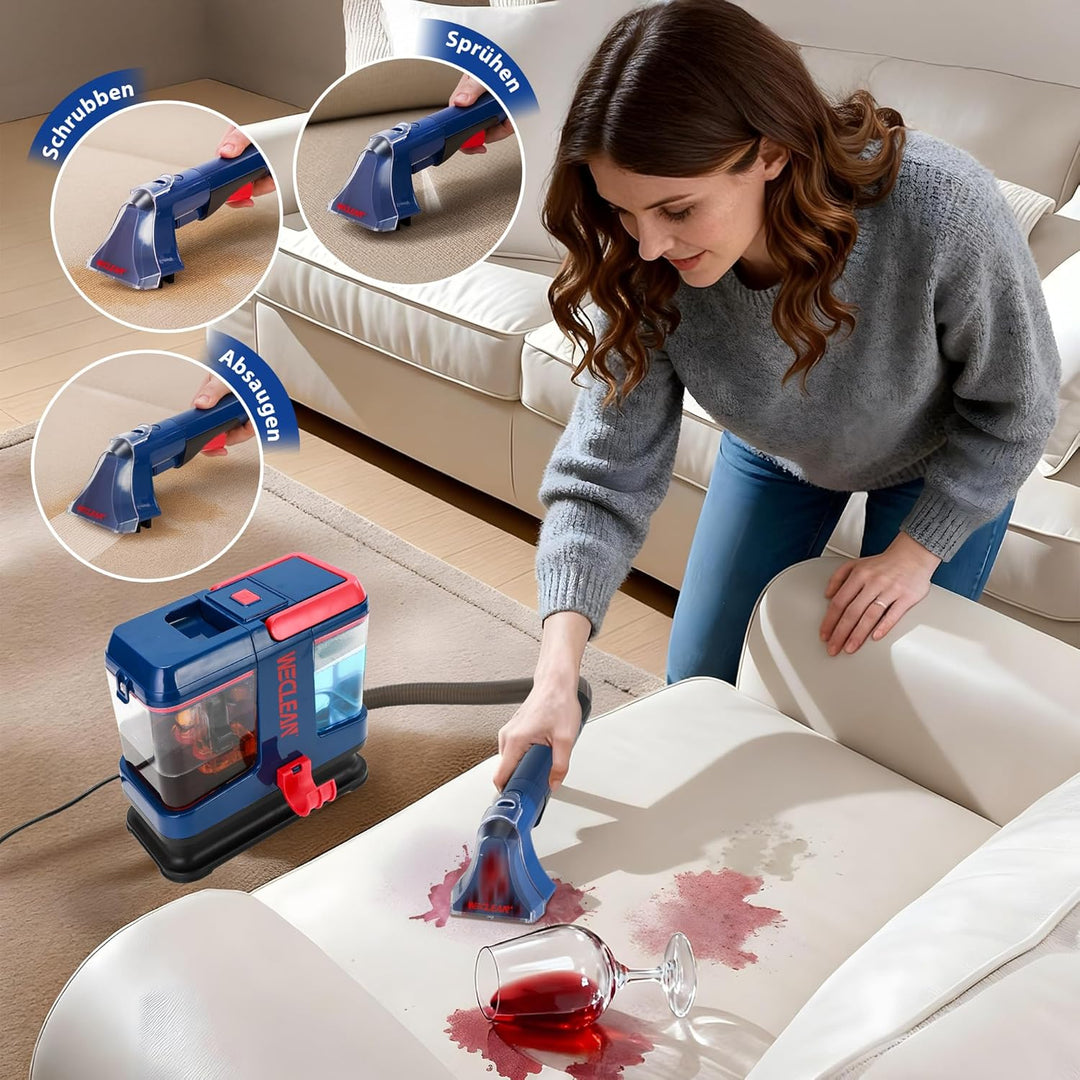 WECLEAN C5 Teppichreiniger Tragbar, Teppich & Polster Reinigungsgerät für Tiefenreinigung, mit 350W
