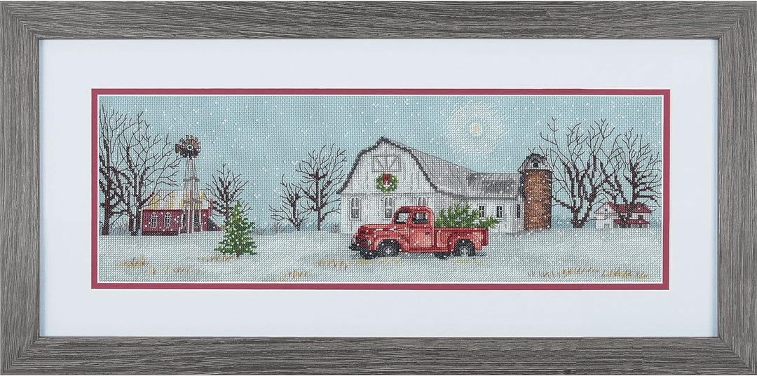 Dimensions 70-08998 Kreuzstich-Set Winter Farm Christmas, 45,7 x 15,2 cm, 14 Cnt. Blue Aida, 5 Stück