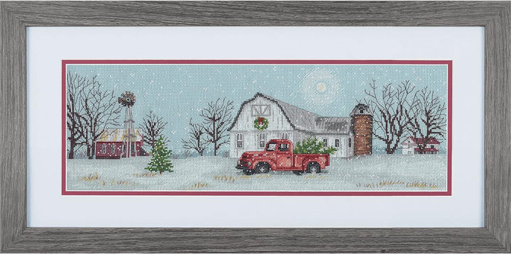 Dimensions 70-08998 Kreuzstich-Set Winter Farm Christmas, 45,7 x 15,2 cm, 14 Cnt. Blue Aida, 5 Stück