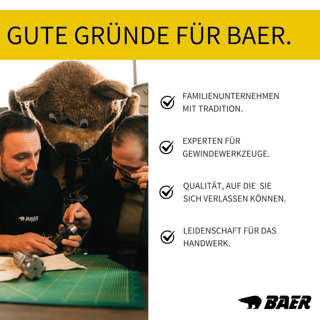 BAER Gewindeschneider Set M3 - M12: HSSE Maschinengewindebohrer Sackloch, Kernlochbohrer: M3 - M12 -