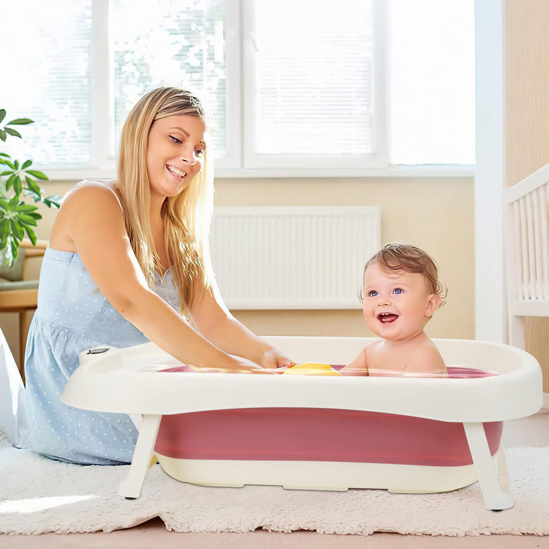 Jopassy 50L Baby Badewanne mit Anti Stütze, Faltbare babywanne mit Echtzeit-Temperaturmessung, baby