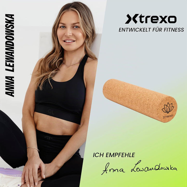 TREXO Brauner Kork Triggerpunktrolle 40x10 cm aus 100% natürlichem, ökologischem Kork Vielseitig ein