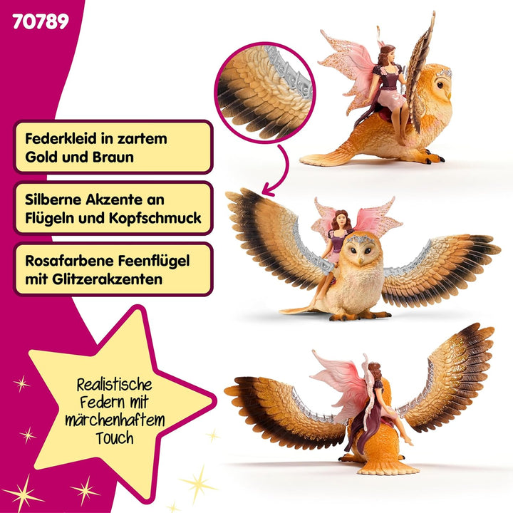 schleich BAYALA 70789 Fliegende Fee mit Funkel Eule Spielset - Zauberhafte Fee und Eulen Figur, Fant