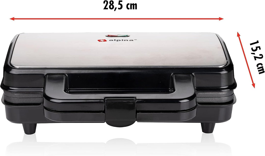 Alpina Toaster - XL - 900 Watt - Antihaft - Edelstahl/Schwarz